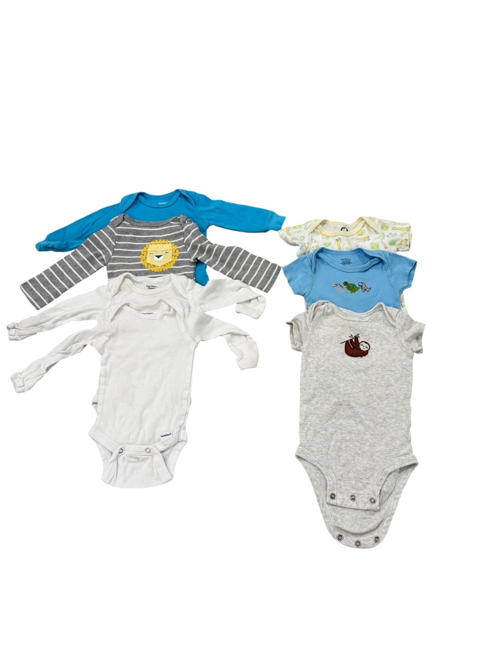 Carter’s Gerber Baby Boy Bodysuit Lot Organic Cotton Animals 0-3M